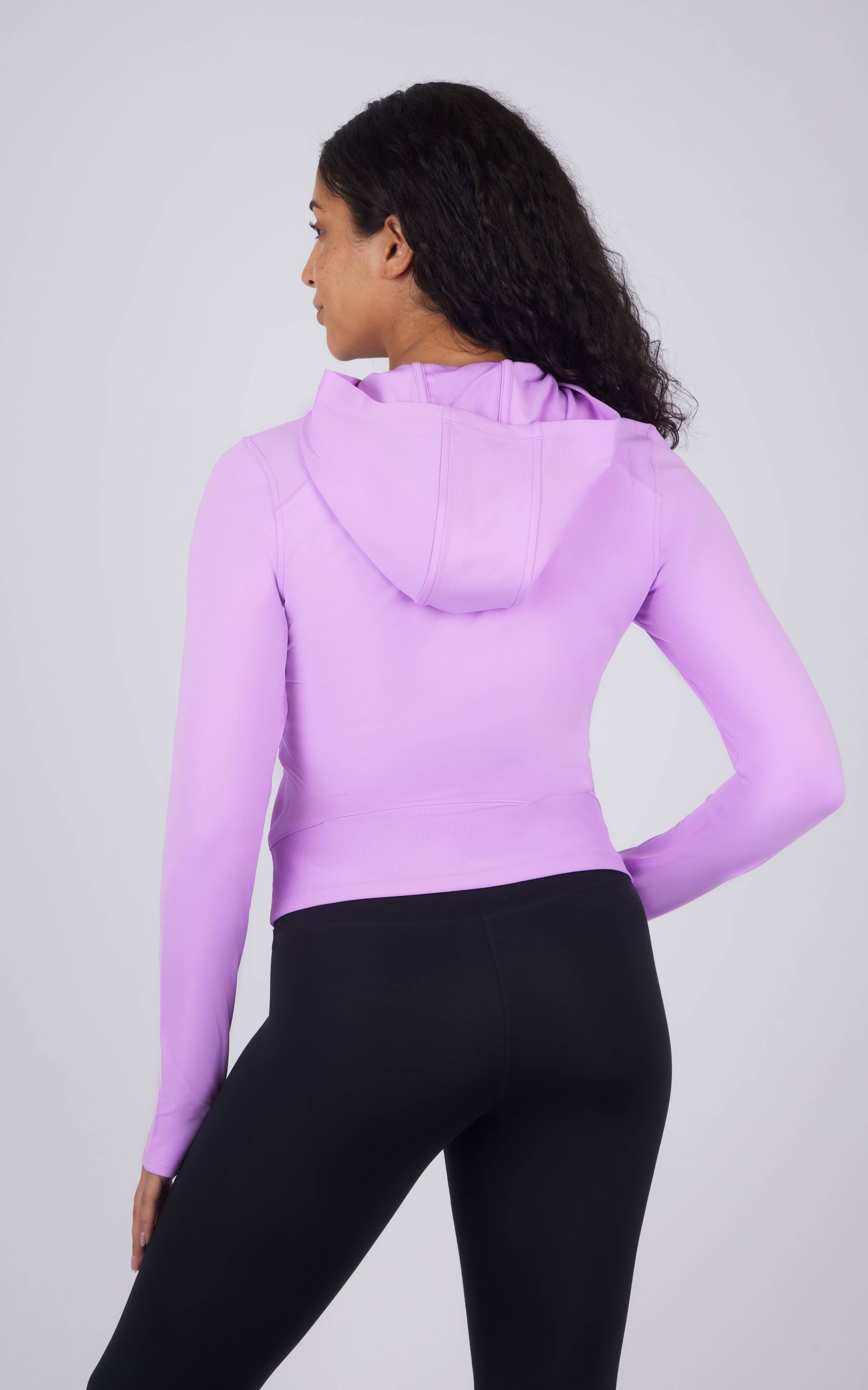 90 Degree by Reflex & Yogalicious - Venta al por mayor Chaqueta deportiva - Mujer - Chaqueta con capucha y cremallera completa Lux para mujer con paneles de canalé8