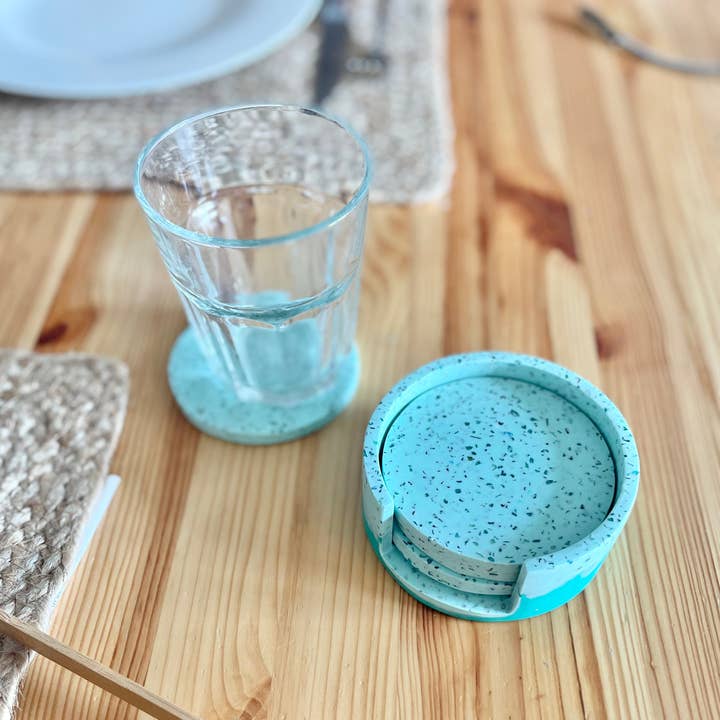 Juego de posavasos - Menta Glass Terrazzo para venta al por mayor de Kookie