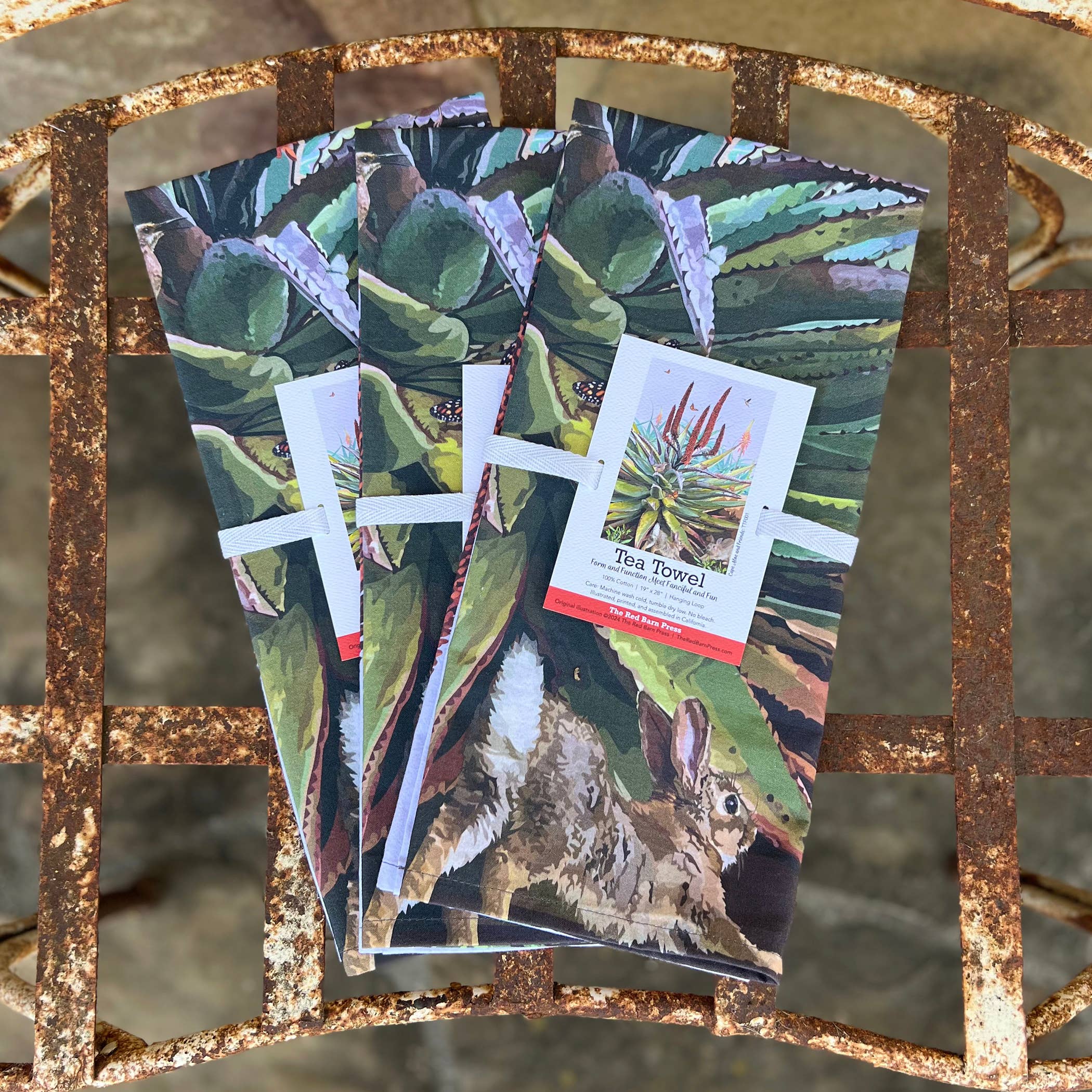 The Red Barn Press - Wholesale Tea Towel - Tea Towel | Cape Aloe and Bunnies1