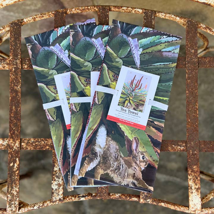 The Red Barn Press - Wholesale Tea Towel - Tea Towel | Cape Aloe and Bunnies1