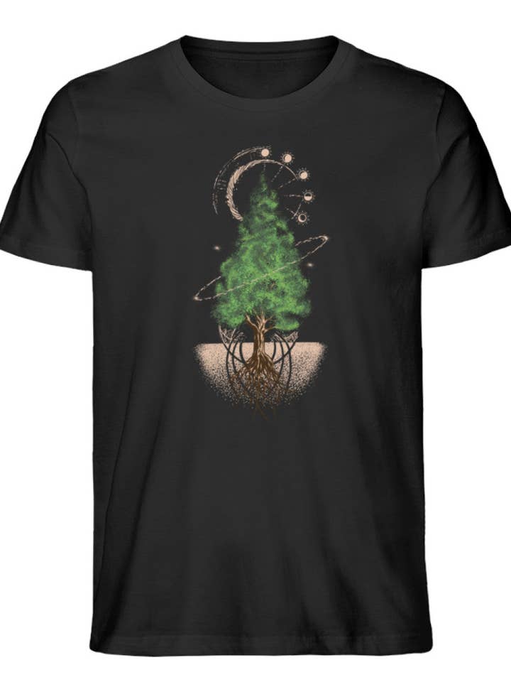 Camicia organica premium da uomo Moon Phases Tree per la vendita all'ingrosso da parte di Uwaldu