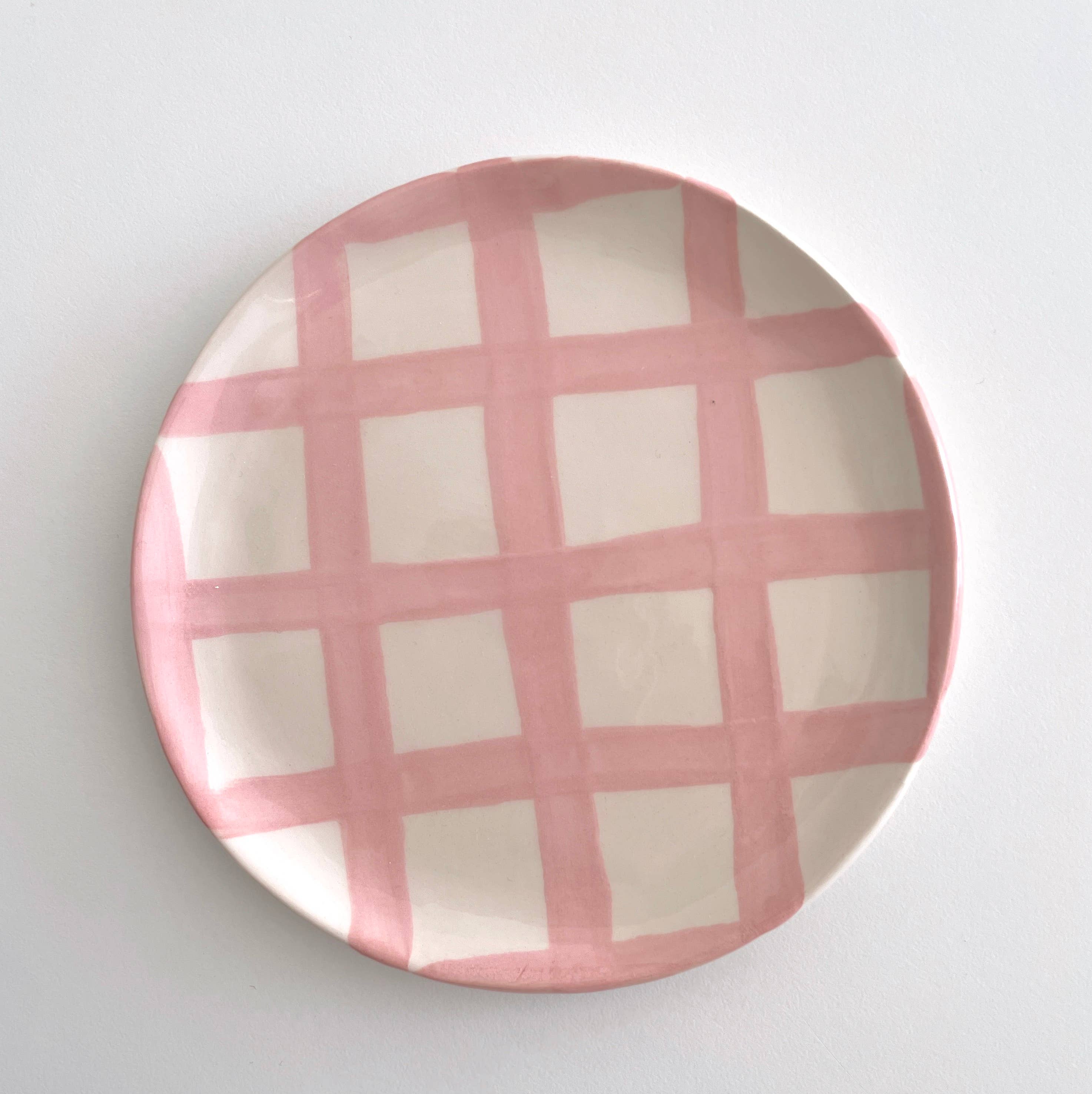 Pipa and Happy - Vendita all'ingrosso Piatto - Piatto Vii in ceramica fatta a mano con motivo a scacchi6