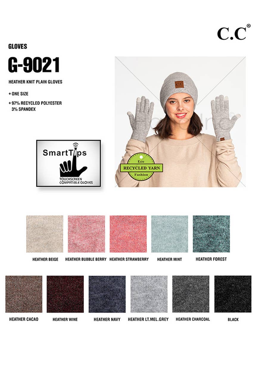 Hana - Wholesale Gloves - Women's - C.C Heather Knit Plain Gloves15