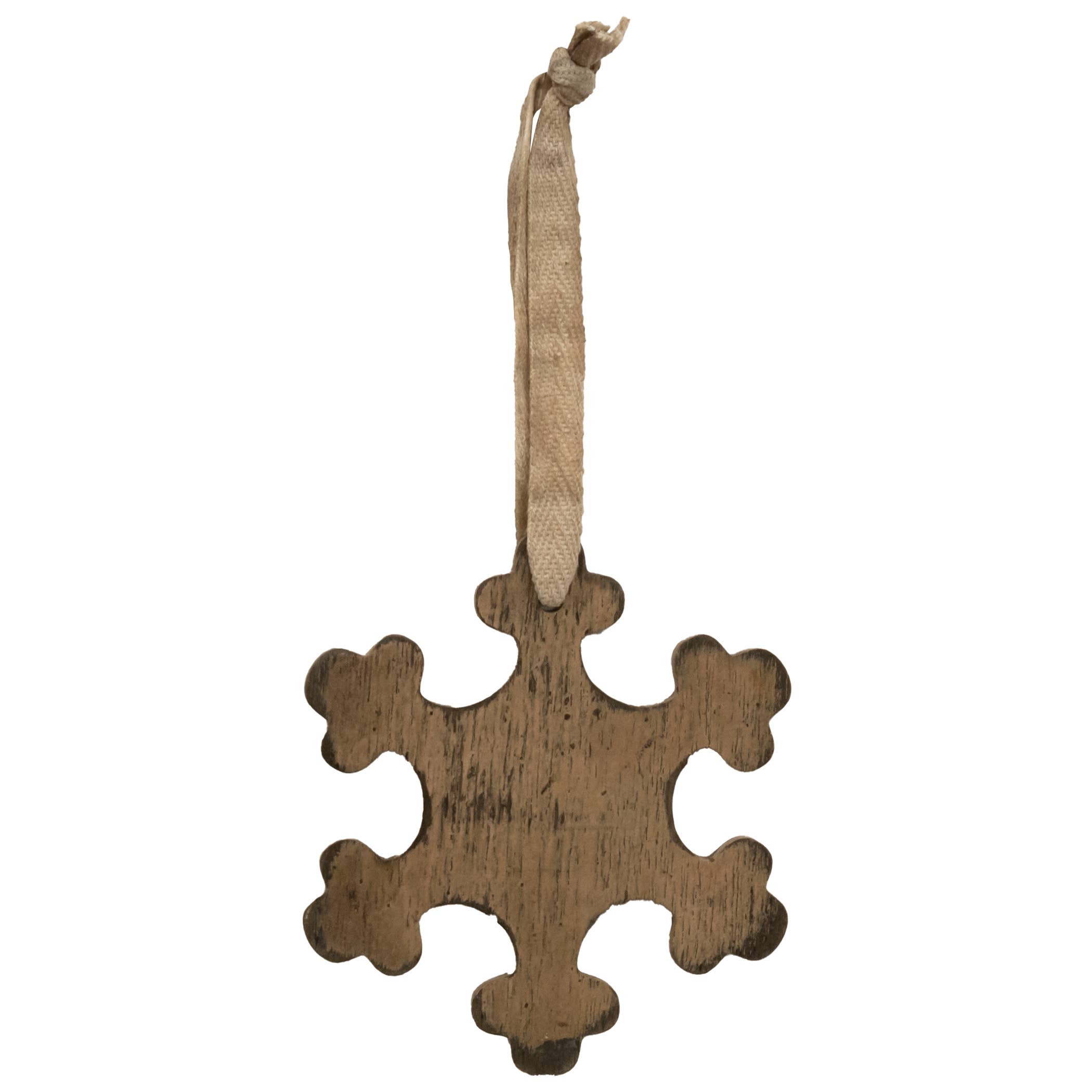 The Hearthside Collection - Wholesale Ornament Set - Antiqued Wooden Snowflake Christmas Ornament, 2 Assorted3