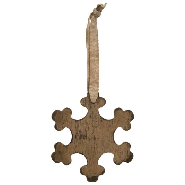 The Hearthside Collection - Wholesale Ornament set - Antiqued Wooden Snowflake Christmas Ornament, 2 Assorted3