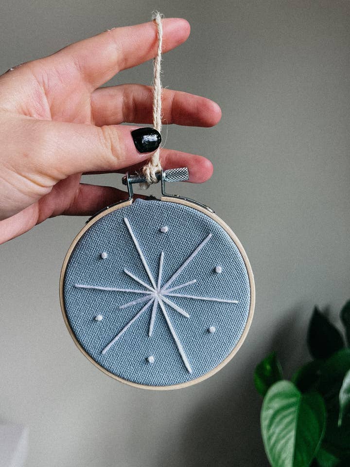 Snowflake Hand Embroidered Ornament for wholesale by Dope Rope Designs