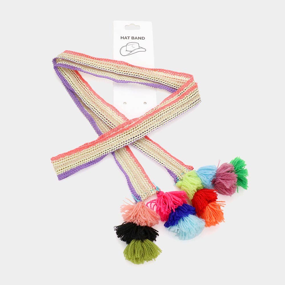 Sensibling Corp. – wholesale Hat accessory – Women's – Striped Crochet Tassel Tip Hat Band12