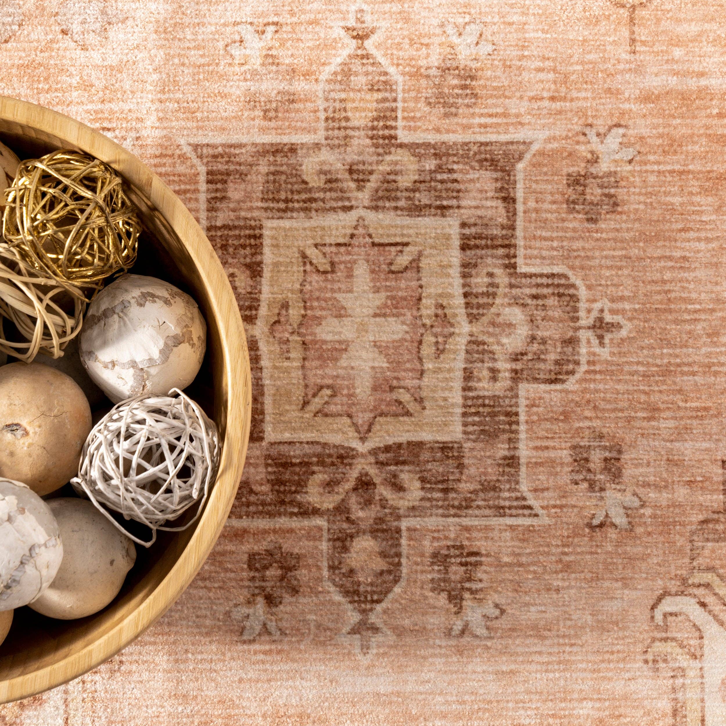 Beige Krystin Distressed Machine Washable Area Rug for wholesale on Faire25