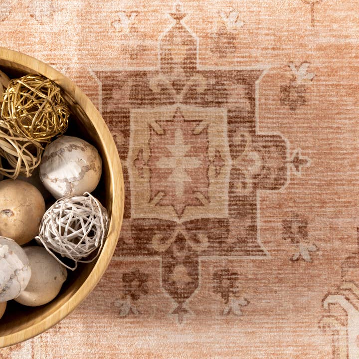 Beige Krystin Distressed Machine Washable Area Rug for wholesale on Faire25