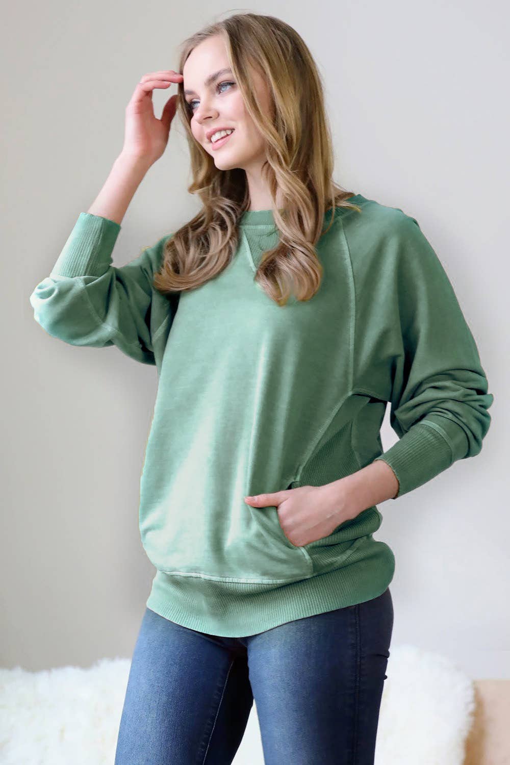 42POPS - Wholesale Sweatshirt - Women's - ',,,, Washed French Terry Pullover With Side Pockets18