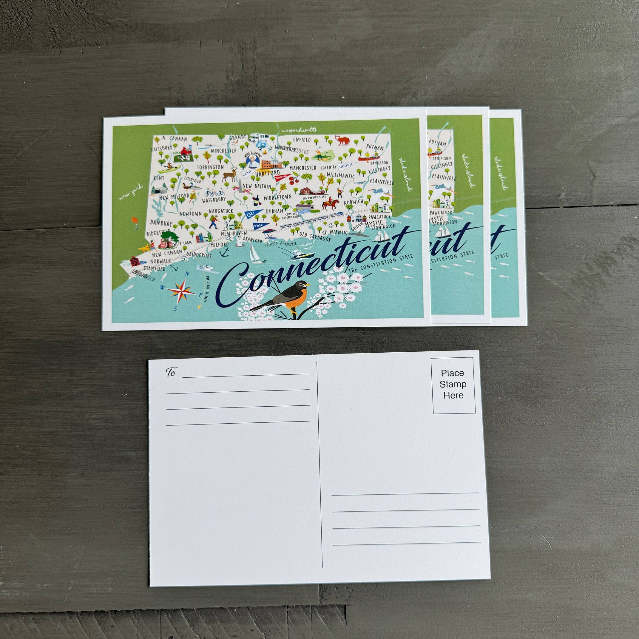 Galleyware - Wholesale Postcard - Connecticut 4" x 6" Postcard2