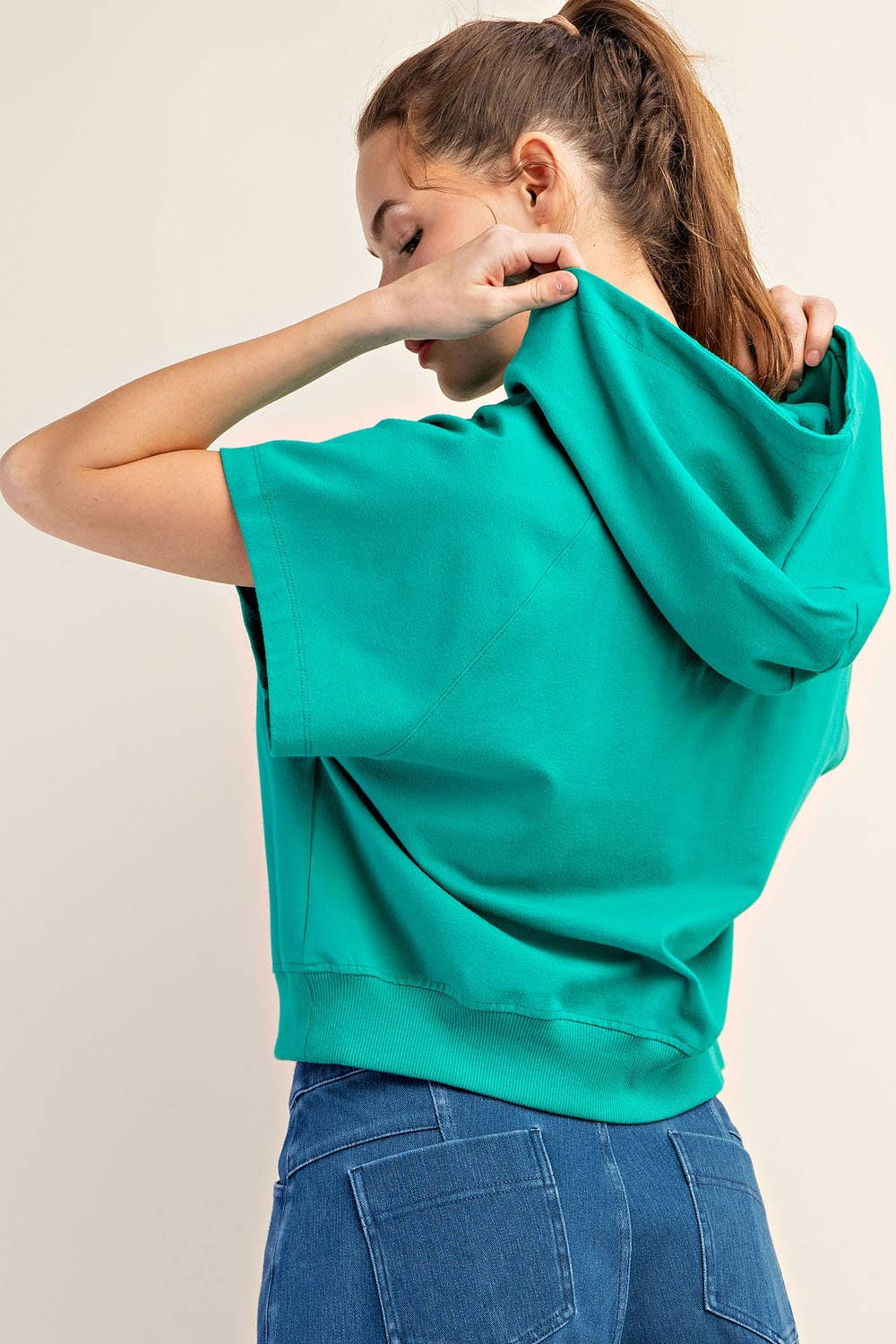 Rae Mode - Wholesale Hoodie - Women's - COTTON LYCRA SHORT SLEEVE HOODIE TOP7