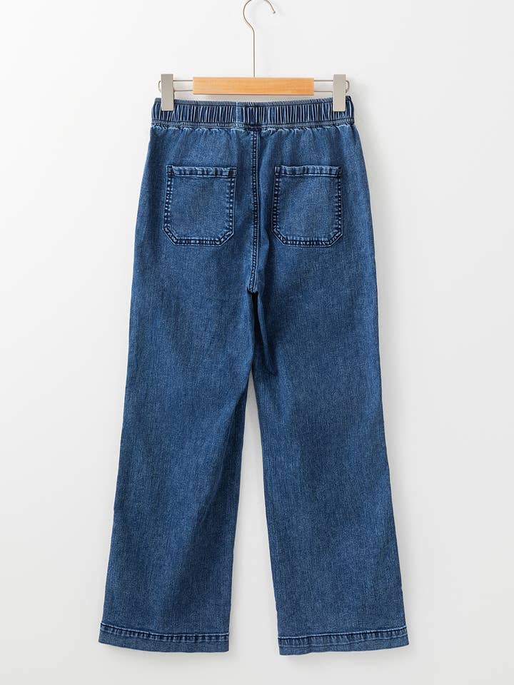 FULL TIME PURCHASE - Wholesale Jeans - Women's - Mineral Wash Drawstring Waist Loose Straight Denim Pants12