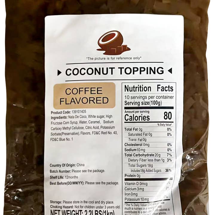 Lanières de gelée de noix de coco aromatisées au café Soeos, 2,2 lbs (1 kg) pour la vente par soeos