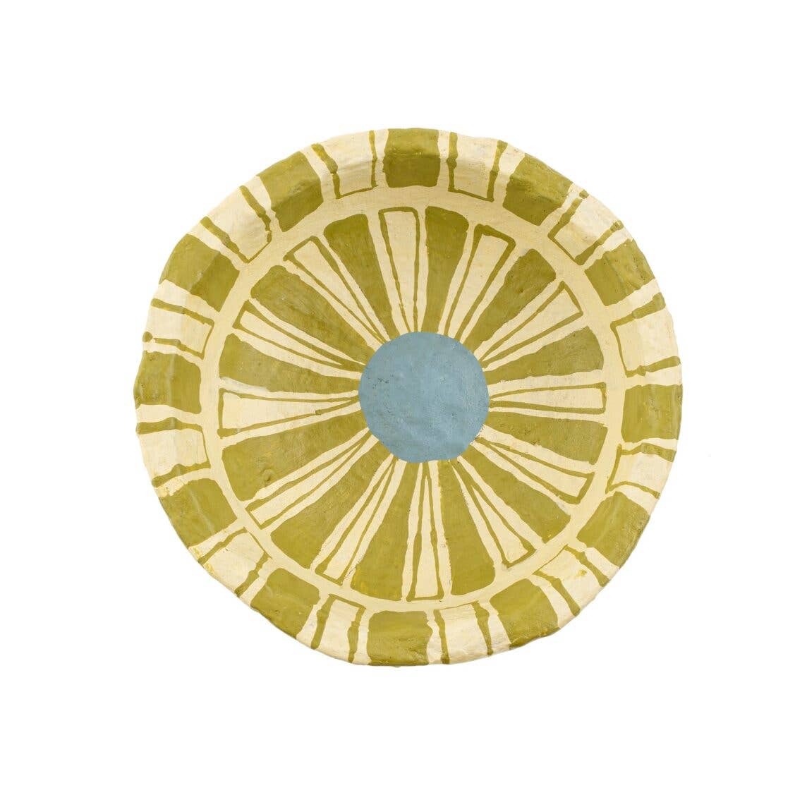 Indaba Trading - Wholesale Decorative Plate/Dish/Bowl - Painted Paper Mache Mini Bowl, Green Stripe1