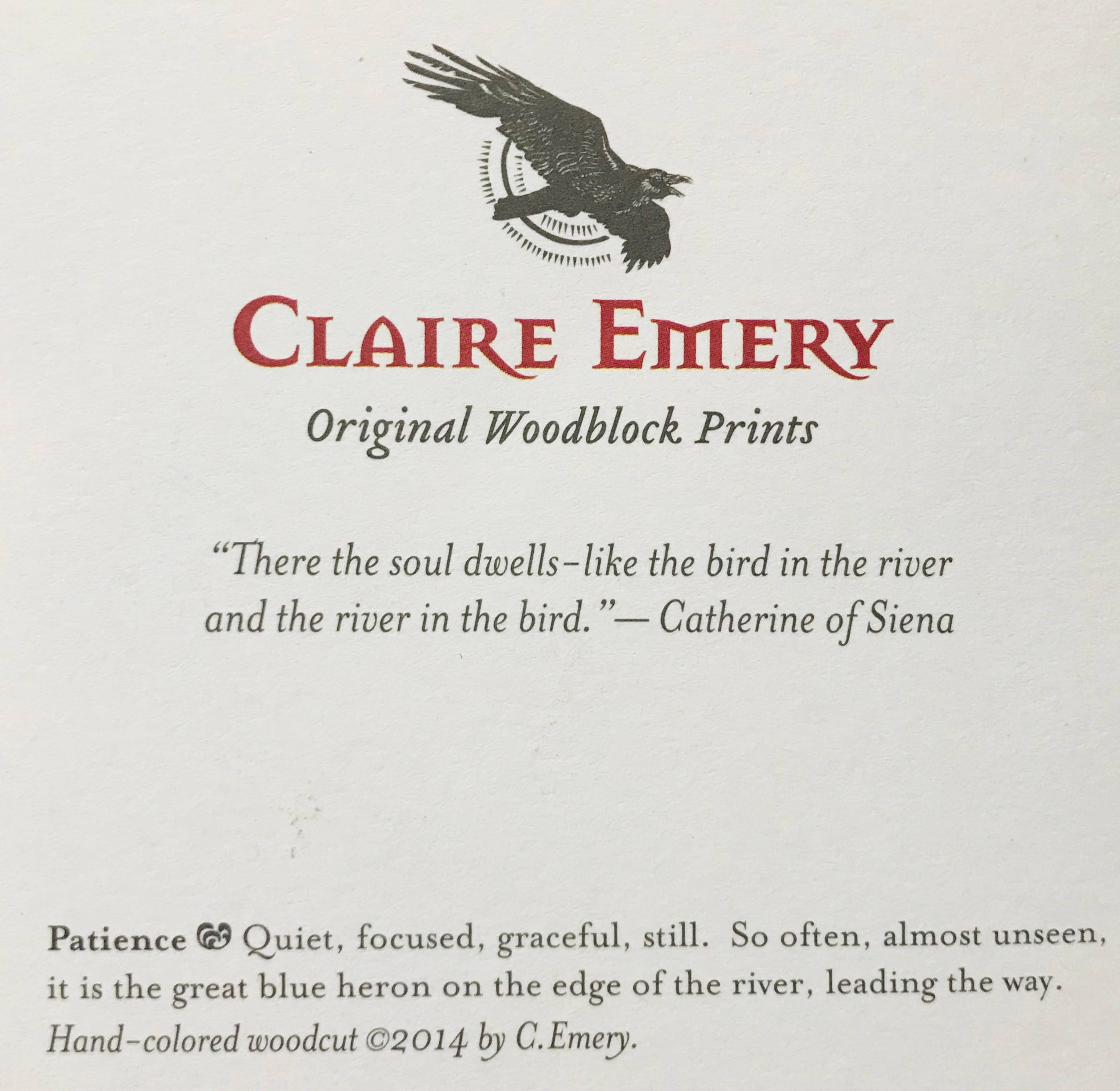 Claire Emery Art - Vente Carte de vœux classique - Grand Héron Bleu - Carte de Patience4