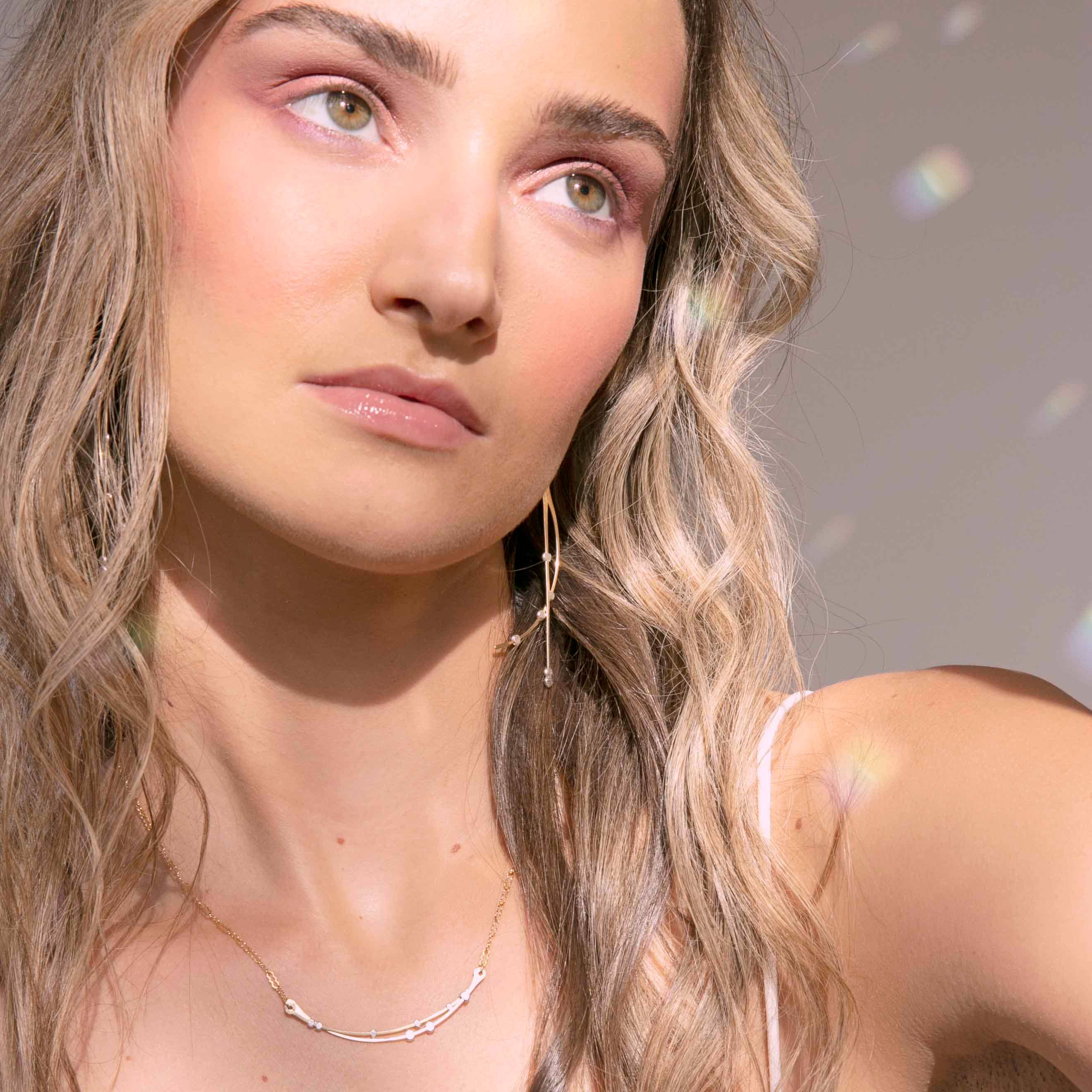 Freshie & Zero - Wholesale Pendant/Charm Necklace - Crescent Curved Bars Gold & Silver Handmade Necklace STARS1