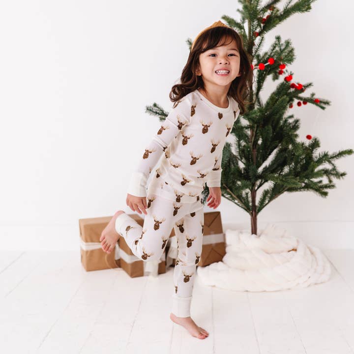 Kiki + Lulu - Wholesale Sleepwear Set - Kids - Waffley Cute Moose Waffle Knit Kids Pajamas