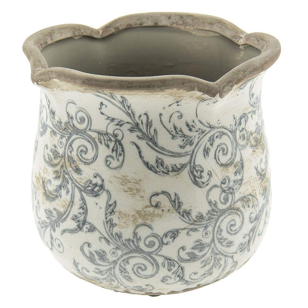 Clayre & Eef - Wholesale Plant Pot - 6CE0870M Planter Ø 15x14 cm Beige Grey Ceramic Flowers0