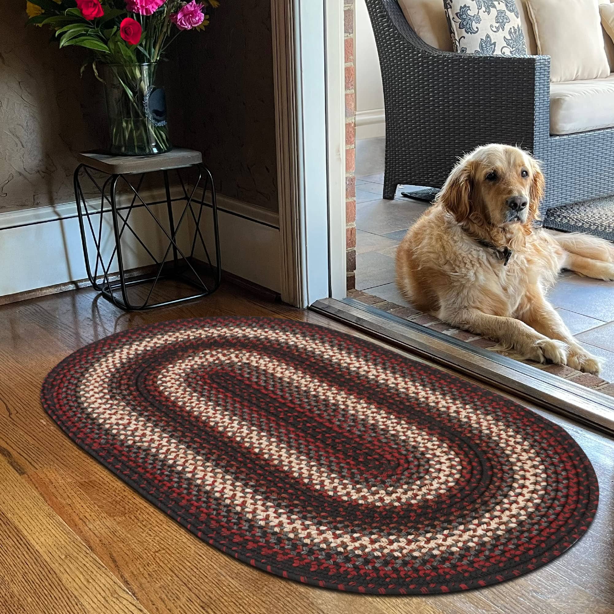 Homespice Decor - Wholesale Area Rug - Montgomery Burgundy Braided Rug for Indoor & Outdoor7