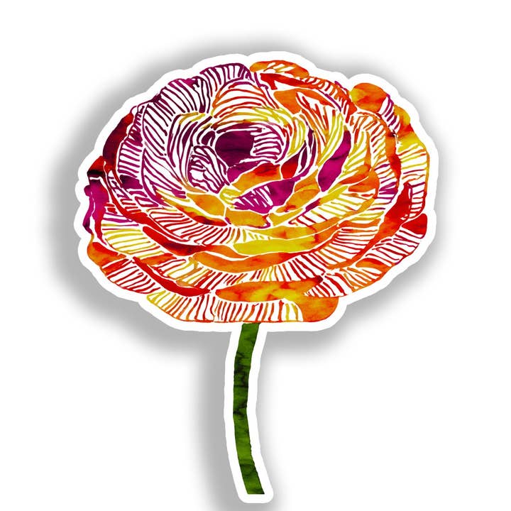 Ranunculus Flower Decal Sticker # A019242 for wholesale by Yoonek Graphics