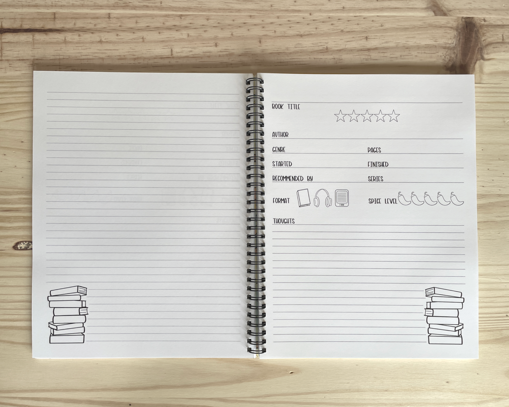 The Peachy Polka Dot – Engroshandel Notesbog – Læsedagbog, 50 sider med boganmeldelser spiralbundet notesbog2