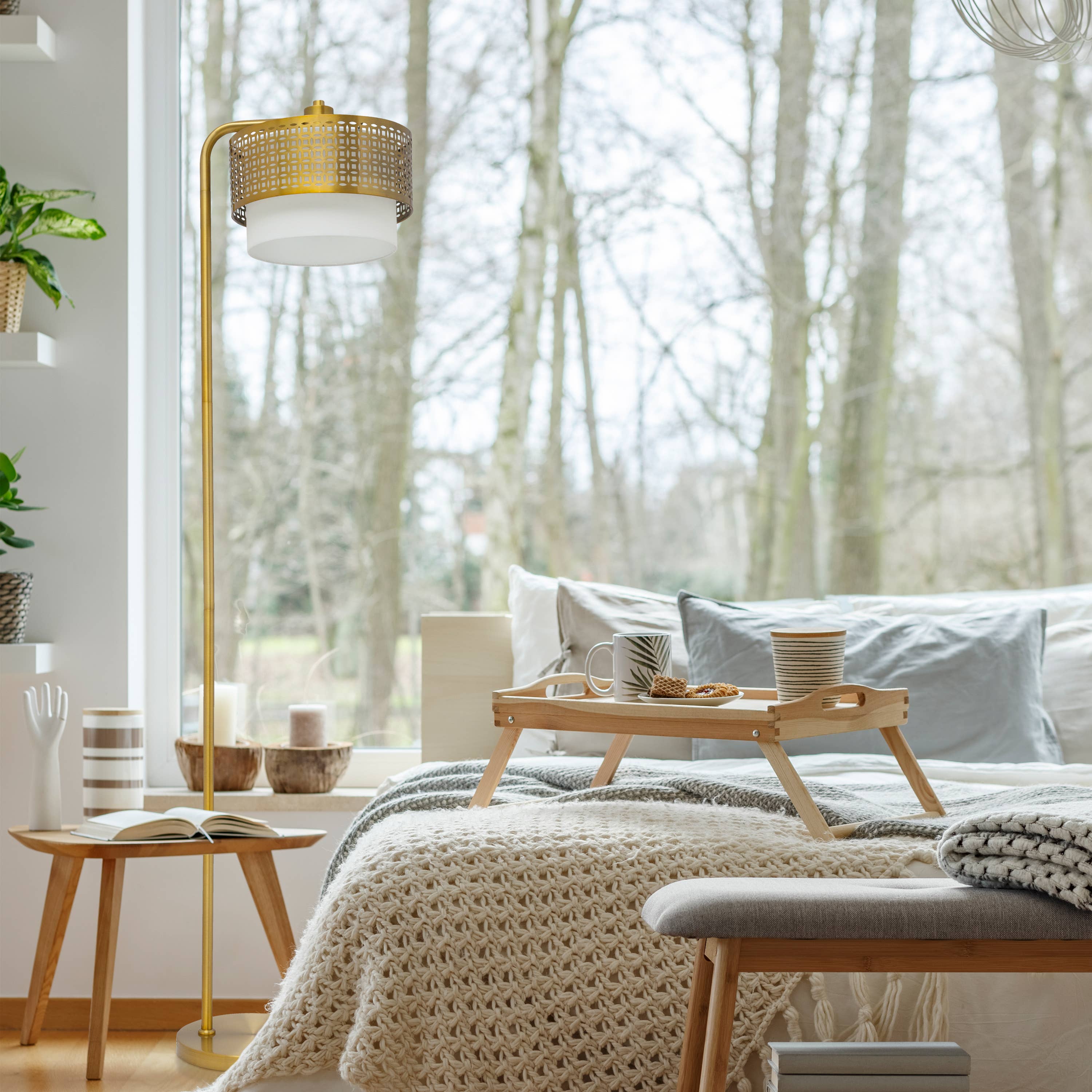 River of Goods - Wholesale Floor Lamp - 65.25"H Xander Gold & White Drum Shade Floor Lamp5