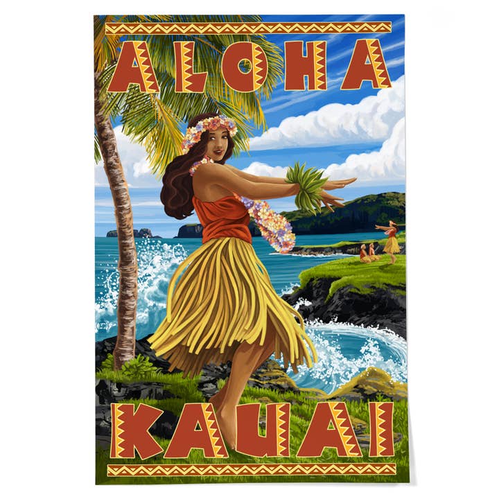 GICLEE PRINT Kauai, Hawaii, Hula Girl on Coast for wholesale by Lantern Press