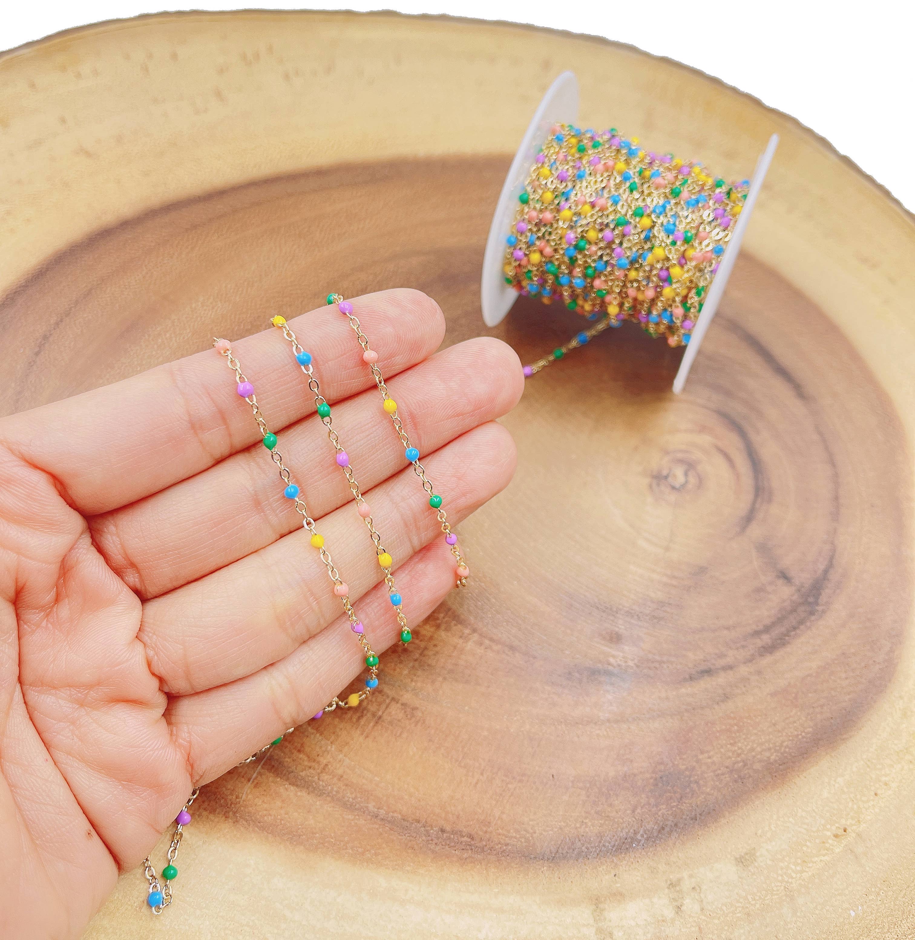 Beads Creation - Wholesale Craft Supplies - Multicolor Enamel Cable Paperclip Chain by Foot, CH3028