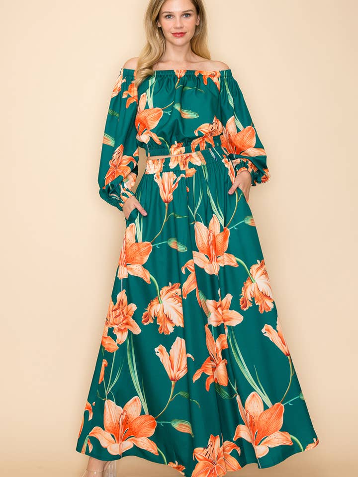 OFF THE SHOULDER TOP AND WIDE PANTS SET for wholesale by QMP Moda