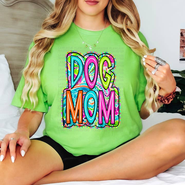 Flawless Transfers - Wholesale Sublimation Transfer - Dog Mom Scribble Doodle Bright Paisley Colorful Dots DTF Transfer