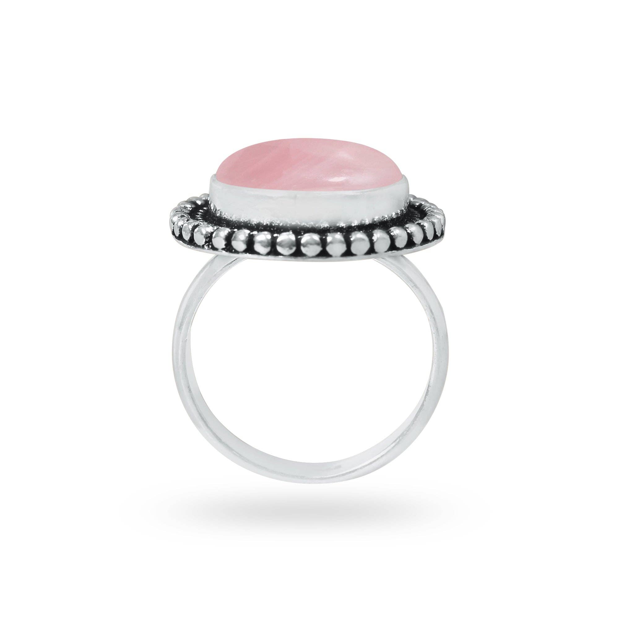 Handmade Jewels – wholesale Cocktail/Statement Ring – Rosenkvartsringar – Silverpläterade, Handgjorda, Mjuk Rosa (US Storlekar 6–10, Ej Justerbara)2