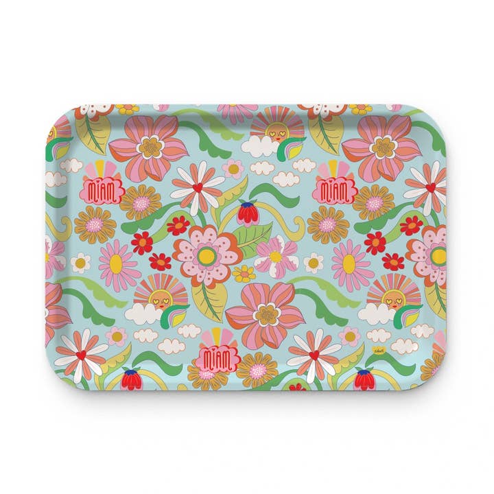 Tabuleiro retangular Kraft (42x30 cm) - Psyché summer por atacado de Hirondelle & Cie