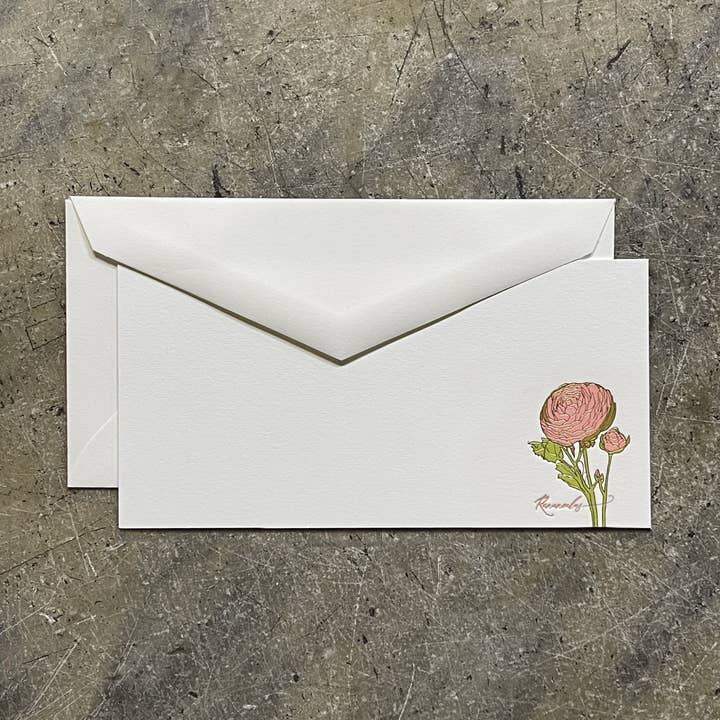 Anteckningskort / Blommig - Ranunkel för wholesale av Somersault Letterpress
