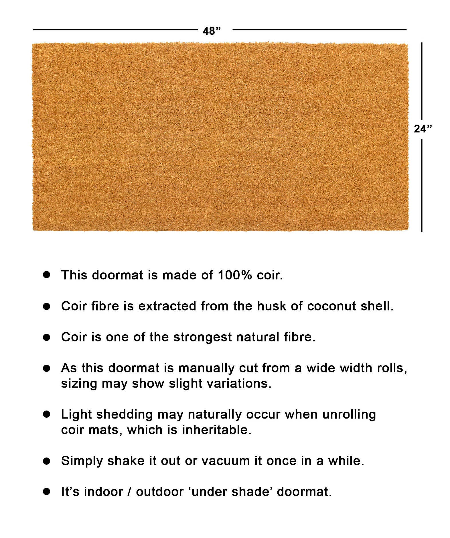 RugSmith – wholesale Door mat – RugSmith Natural Machine Tufted Plain Doormat, 24" x 48"2