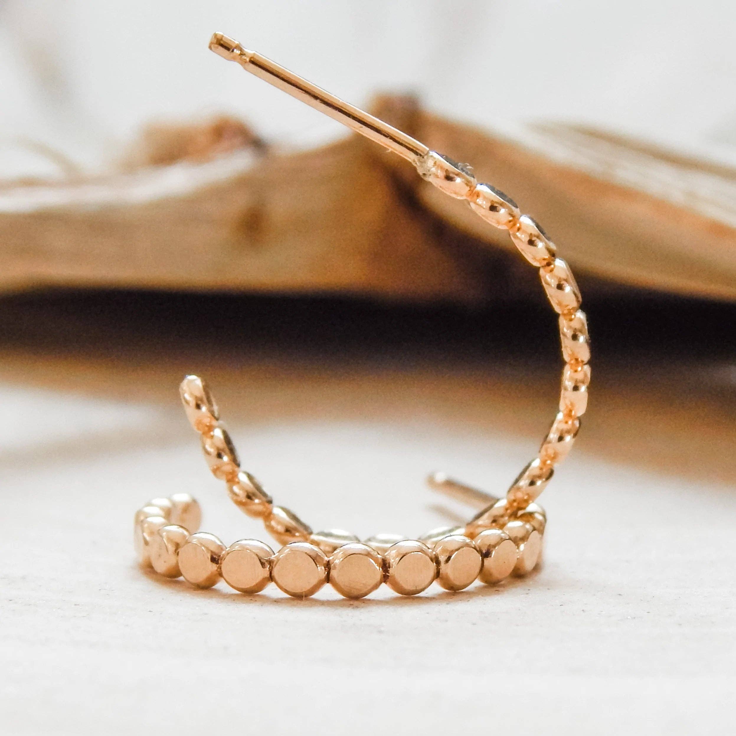 Barberry & Lace Handmade Jewelry - Wholesale Hoop Earrings - Pebble Hoop Stud Earrings | 14k Gold Fill & Sterling Silver1