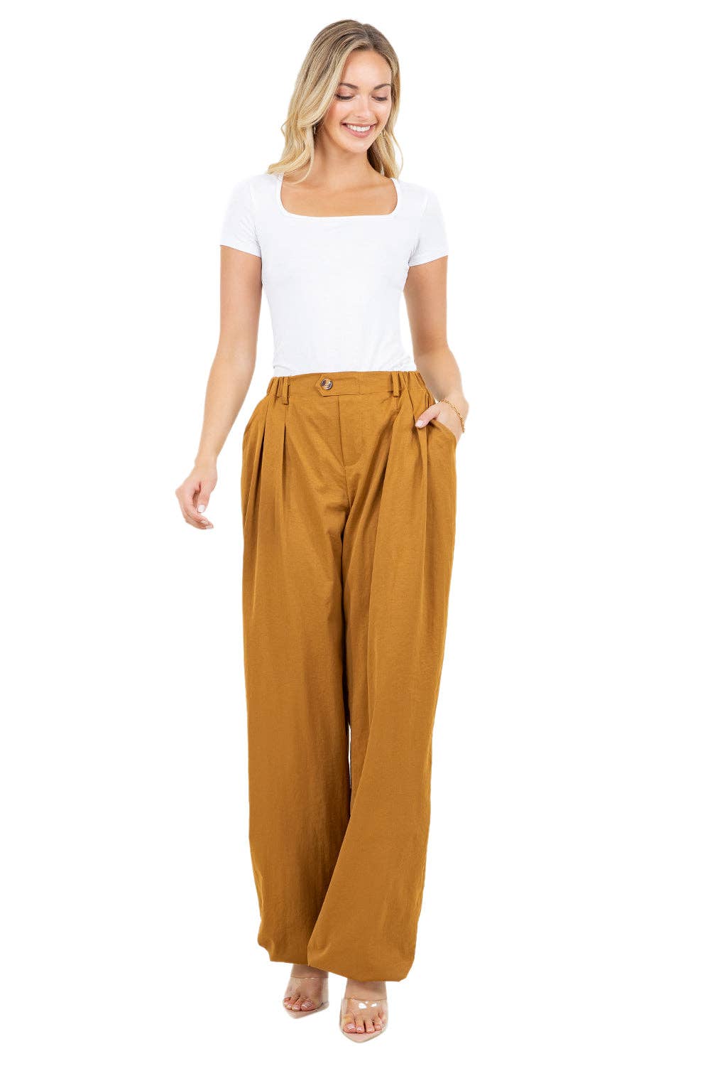 Brown WOMEN FASHION HAREM LEG PANTS for wholesale on Faire1