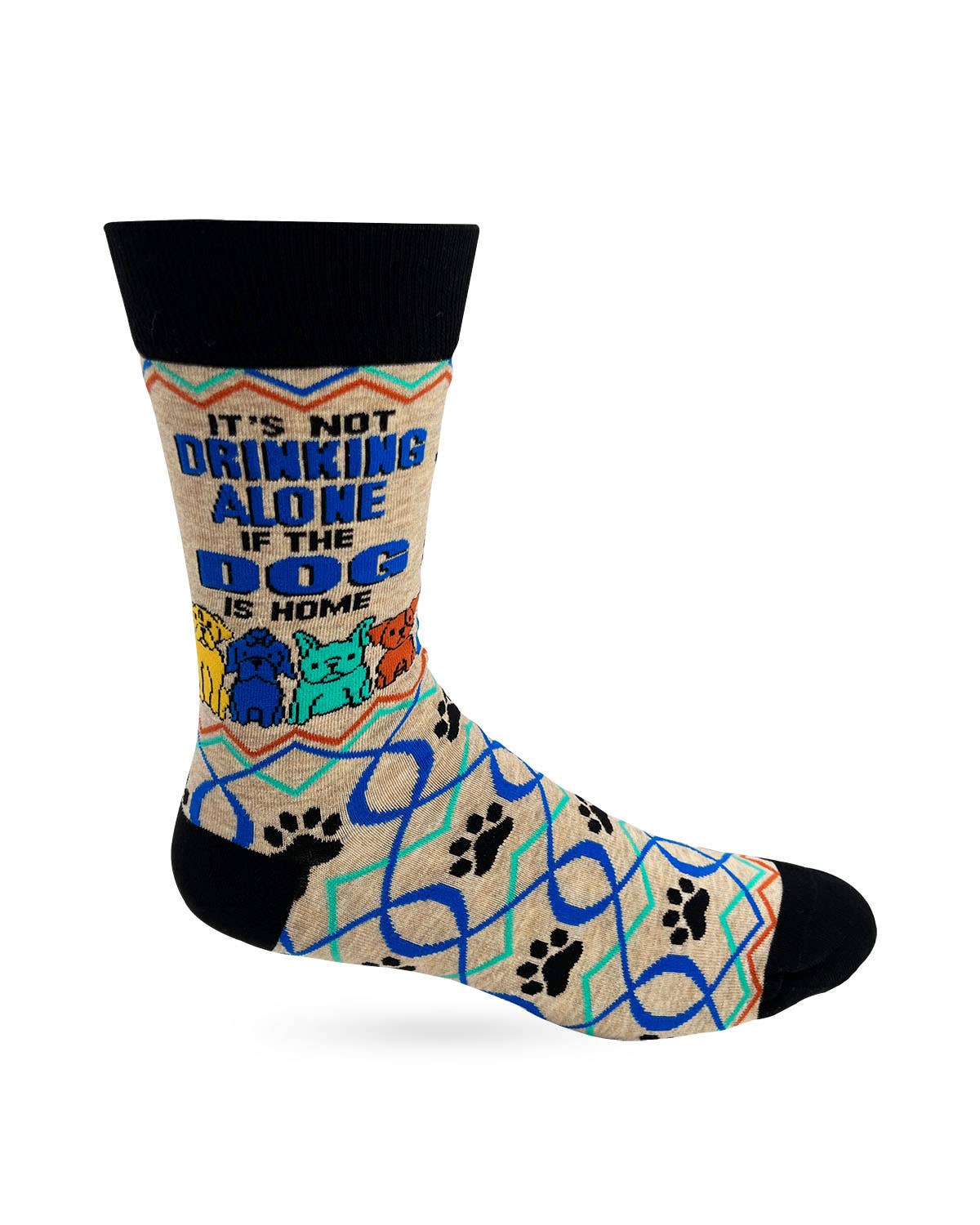 Fabdaz - Wholesale Socks - Men's - It’s Not Drinking Alone if the Dog is Home Men's Novelty Crew Socks1