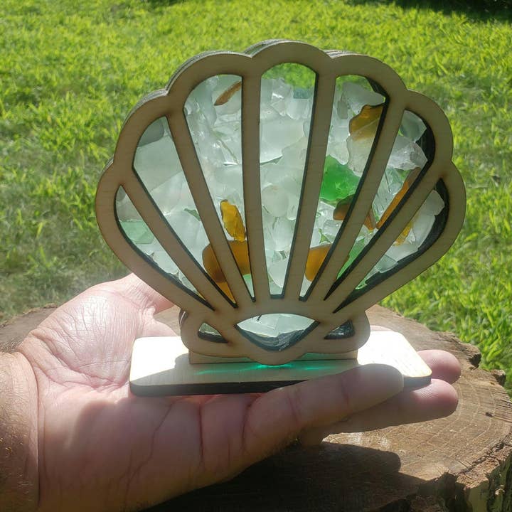 Clam Shell Sea Glass Shadowbox Display 4 Styles for wholesale by Sea Glass Displays