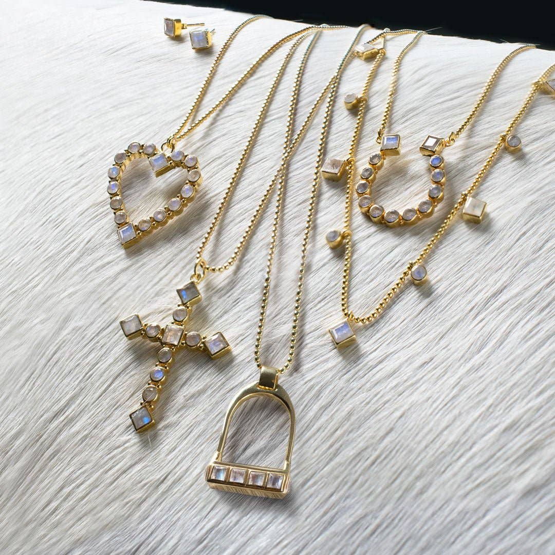 URBAN-EQUESTRIAN - Wholesale Pendant/Charm Necklace - Keepsake - Turquoise Cross Necklace in Gold5