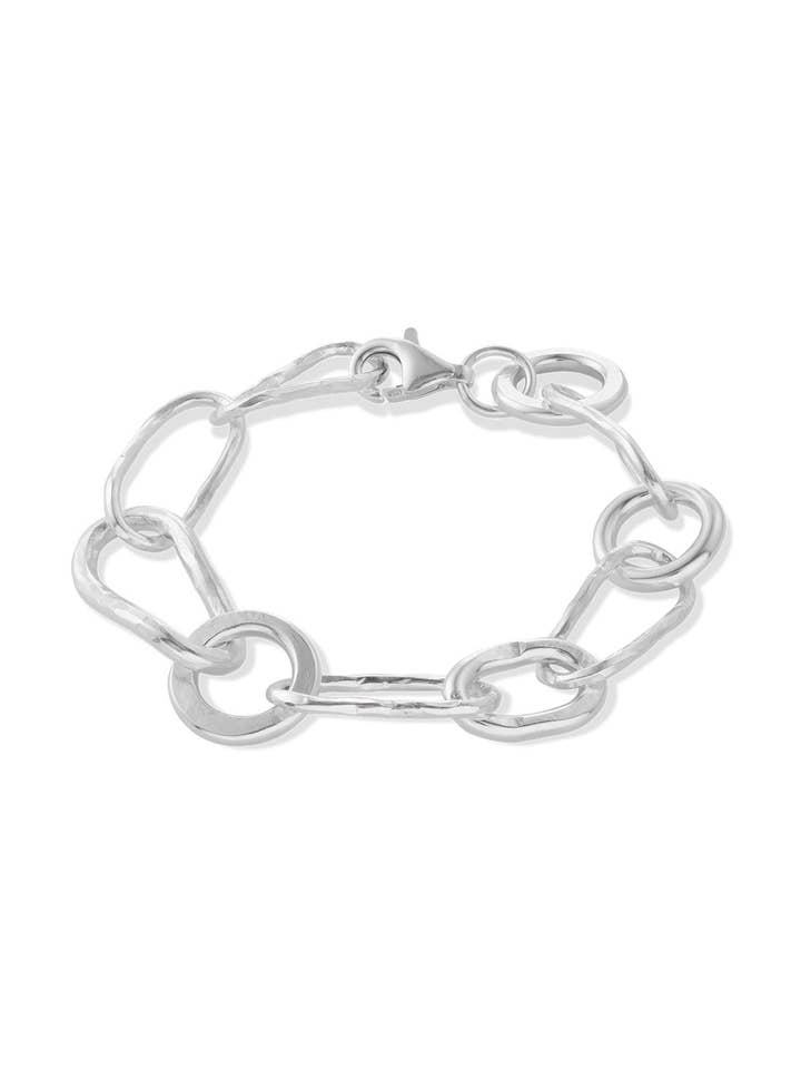 Pulsera de Cadena Martillada en Plata para venta al por mayor de NO MORE ACCESSORIES