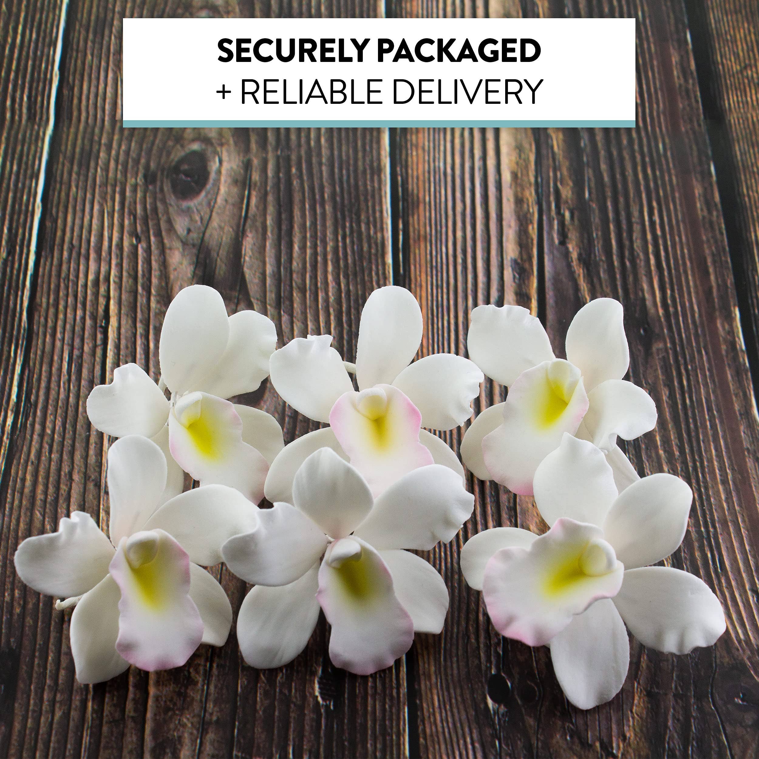 Global Sugar Art – wholesale Cake/cupcake topper – Orchid Sugar Cake Flowers, Pearly Orchids, by Global Sugar Art, Small, White, 6 Count3