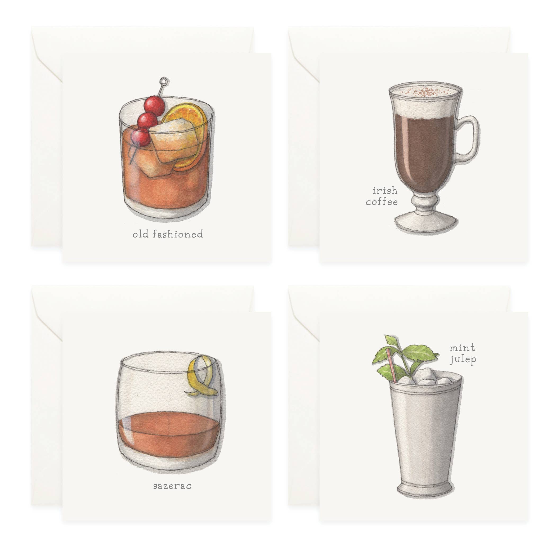 Yeesan Loh – Engroshandel Brevpapir/sæt med noteskort – Minikort sæt/cocktails. 01 Whisky & Bourbon2