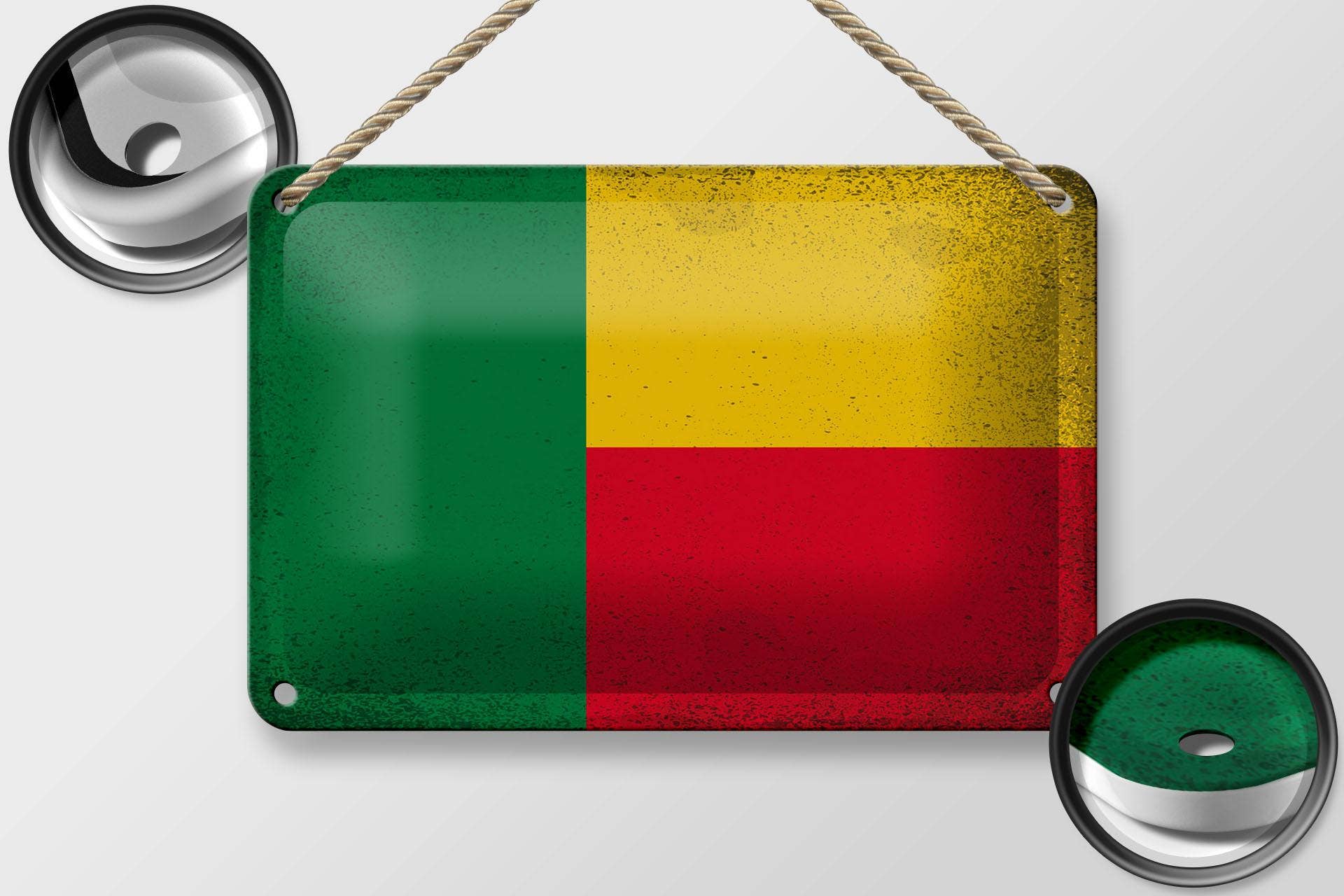 Femer - Wholesale Sign - Flag of Benin Vintage Decorative Sign 18x12 cm Flag of Benin1