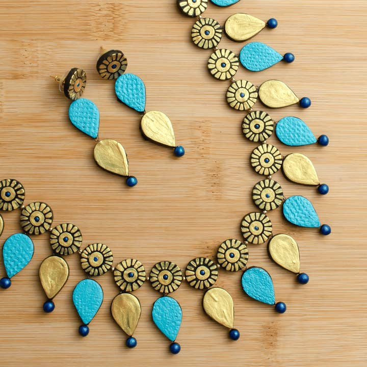 House of Kraft - Wholesale Jewelry Set - Water Droplet Jewelry Set | Clay Jewelry | Purple Jewelry2