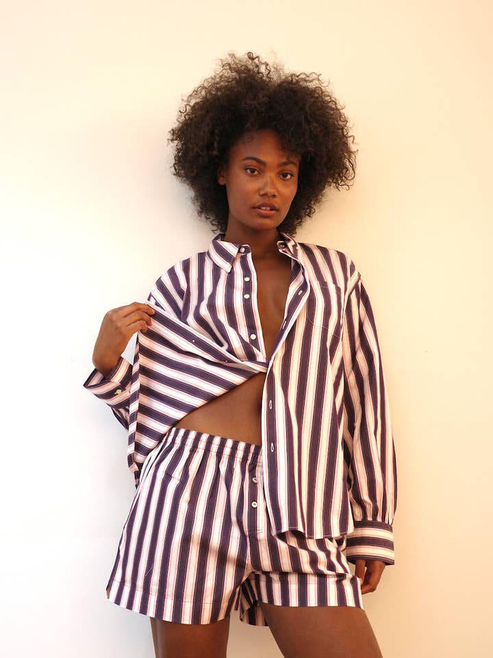 'Purple Stripe' Button Down for wholesale by Heavy Manners