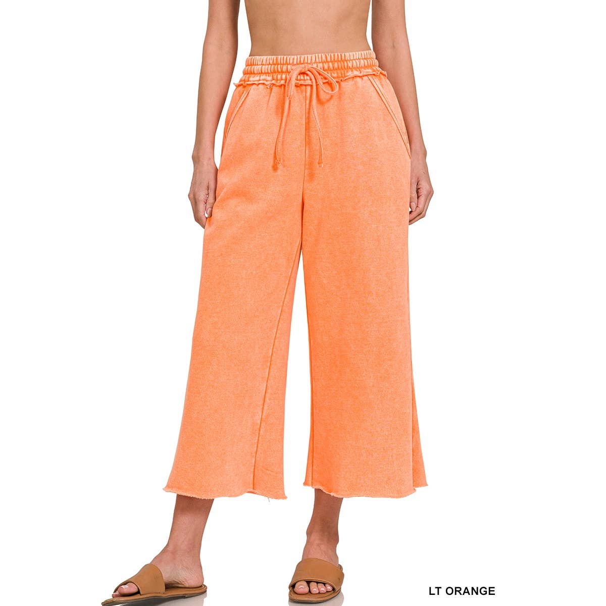 Apolline - Wholesale Pants - Women's - ACID WASH FLEECE PALAZZO SWEATPANTS WITH POCKETS7