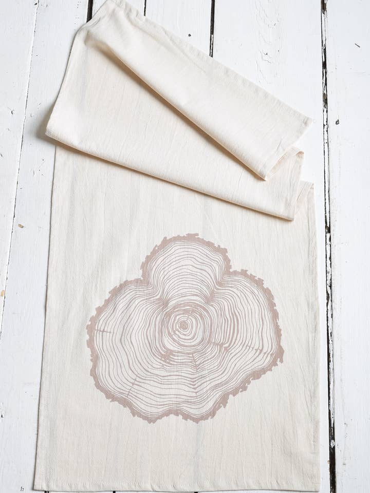 Torchon à vaisselle Tree Ring en coton biologique - Marron moka - Arbres pour la vente par Hearth and Harrow