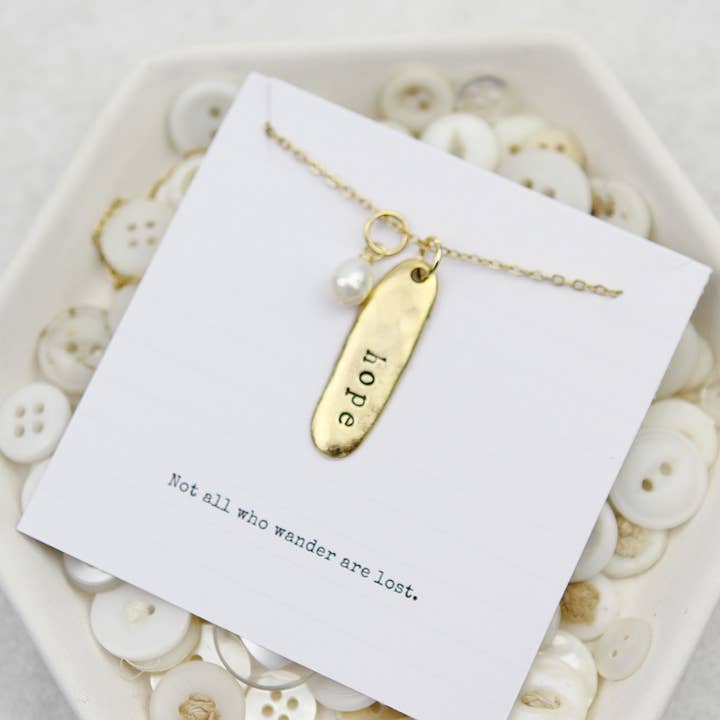 Hope Hand Stamped Book Quote Necklace for wholesale by Jennifer Dahl Designs LLC