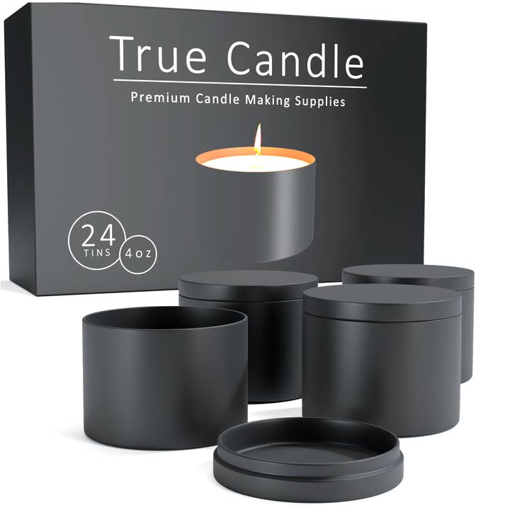 True Candle 24 4oz Candle tins - Matte Black and other Purchase Wholesale red candle jars. Free Returns & Net 60 Terms on Faire trending on Faire.